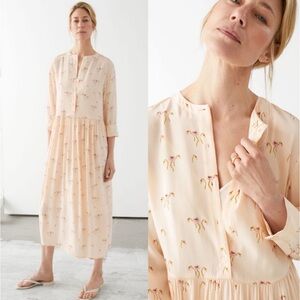 & Other Stories Cream Floral Midi Dress